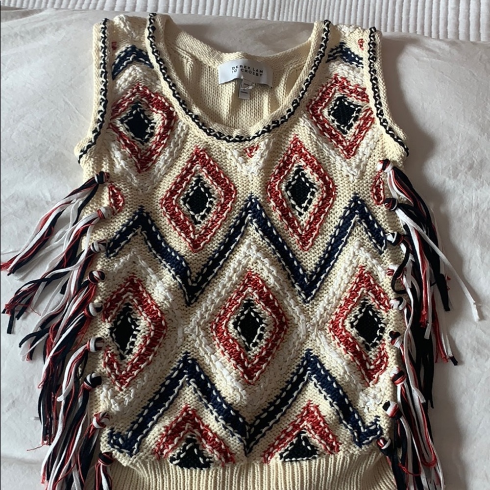 Derek Lam 10 Crosby Fringe Sleeveless Sweater